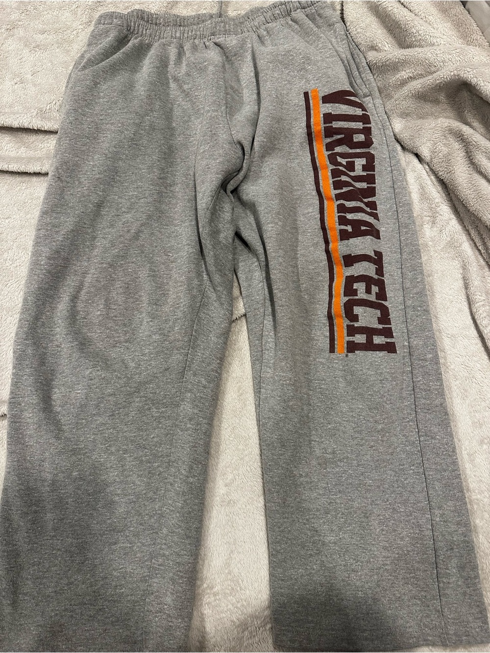 Blue 84 Gray Sweatpants with Virginia Tech Vertical Logo and Orange Stripe